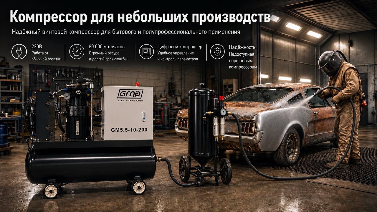 Винтовой компрессор GMP GM5,5-10-200 (IP54)